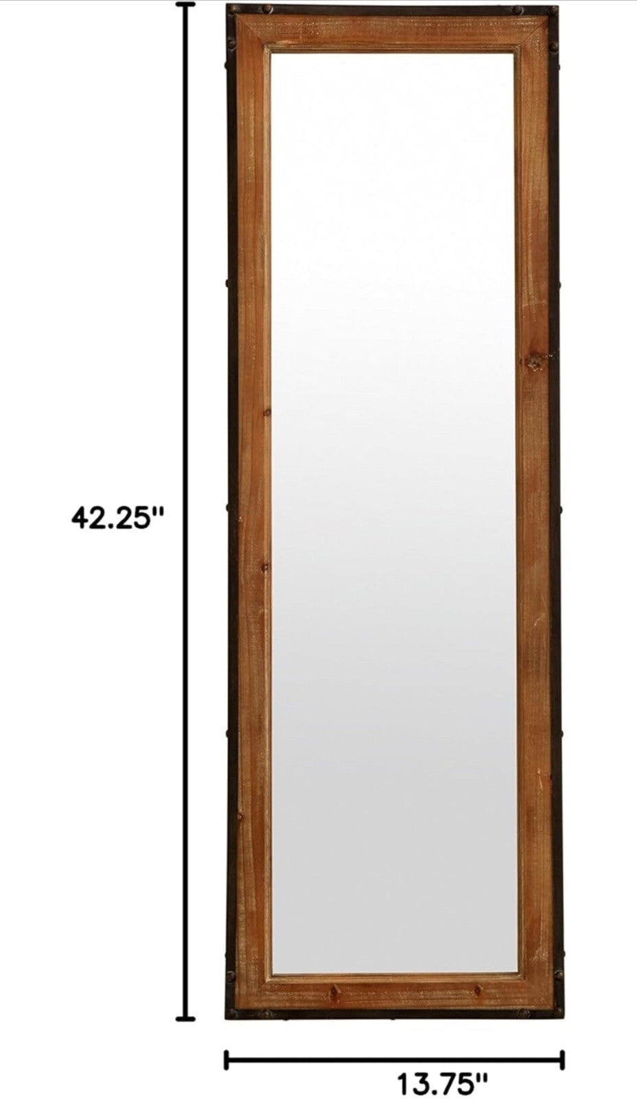 Amazon Brand Stone & Beam Wood Iron Hanging Wall Rectangular Mirror 13.75x42.25