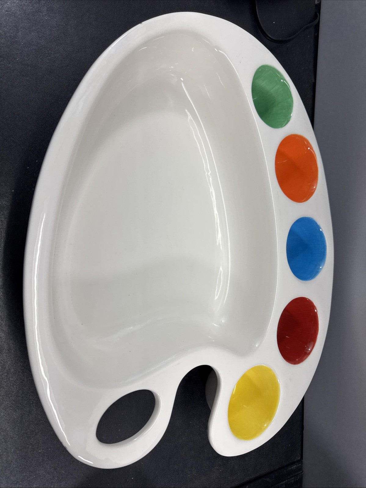 Artist Palette Ceramic Serving Tray Dish Dip Bowl Dish Blanc De Blanc Painters