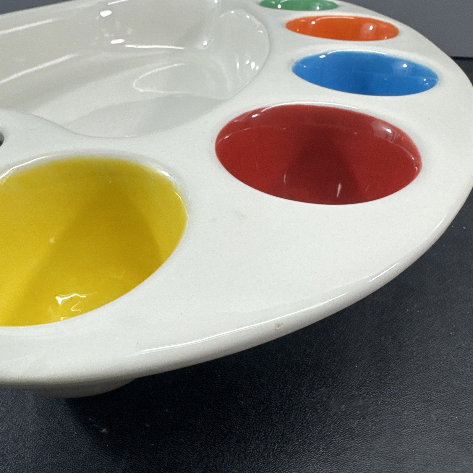 Artist Palette Ceramic Serving Tray Dish Dip Bowl Dish Blanc De Blanc Painters