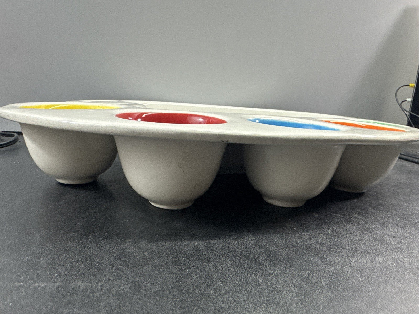 Artist Palette Ceramic Serving Tray Dish Dip Bowl Dish Blanc De Blanc Painters