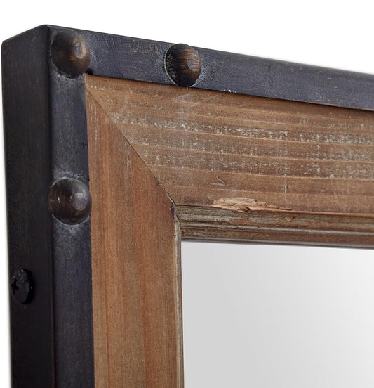 Amazon Brand Stone & Beam Wood Iron Hanging Wall Rectangular Mirror 13.75x42.25