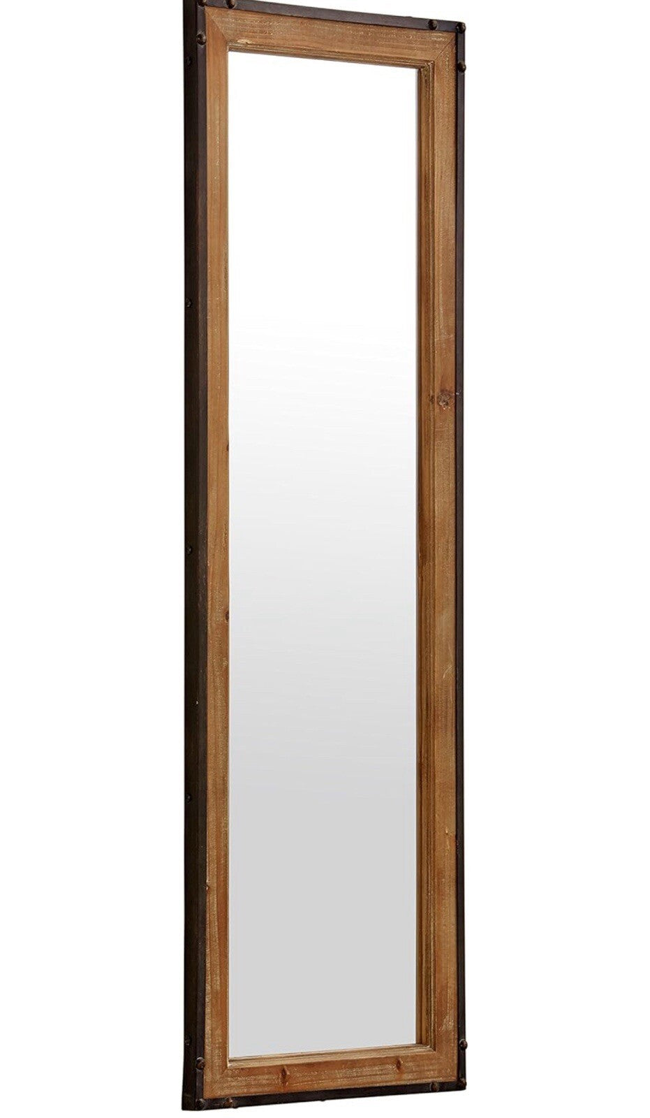 Amazon Brand Stone & Beam Wood Iron Hanging Wall Rectangular Mirror 13.75x42.25