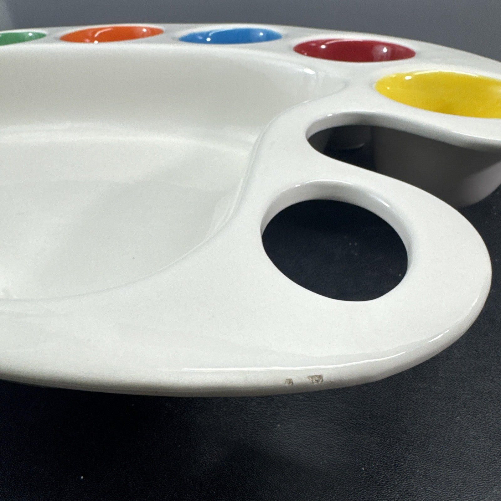 Artist Palette Ceramic Serving Tray Dish Dip Bowl Dish Blanc De Blanc Painters